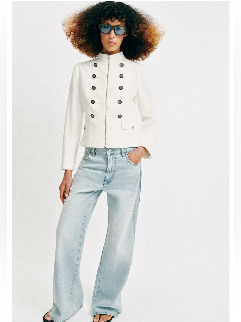 ZARA BUTTONED HIGH NECK BLAZER JACKET